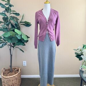 En El Mar Gray Ribbed Cotton Knit Maxi Long Skirt Women’s L Sustainable A-line